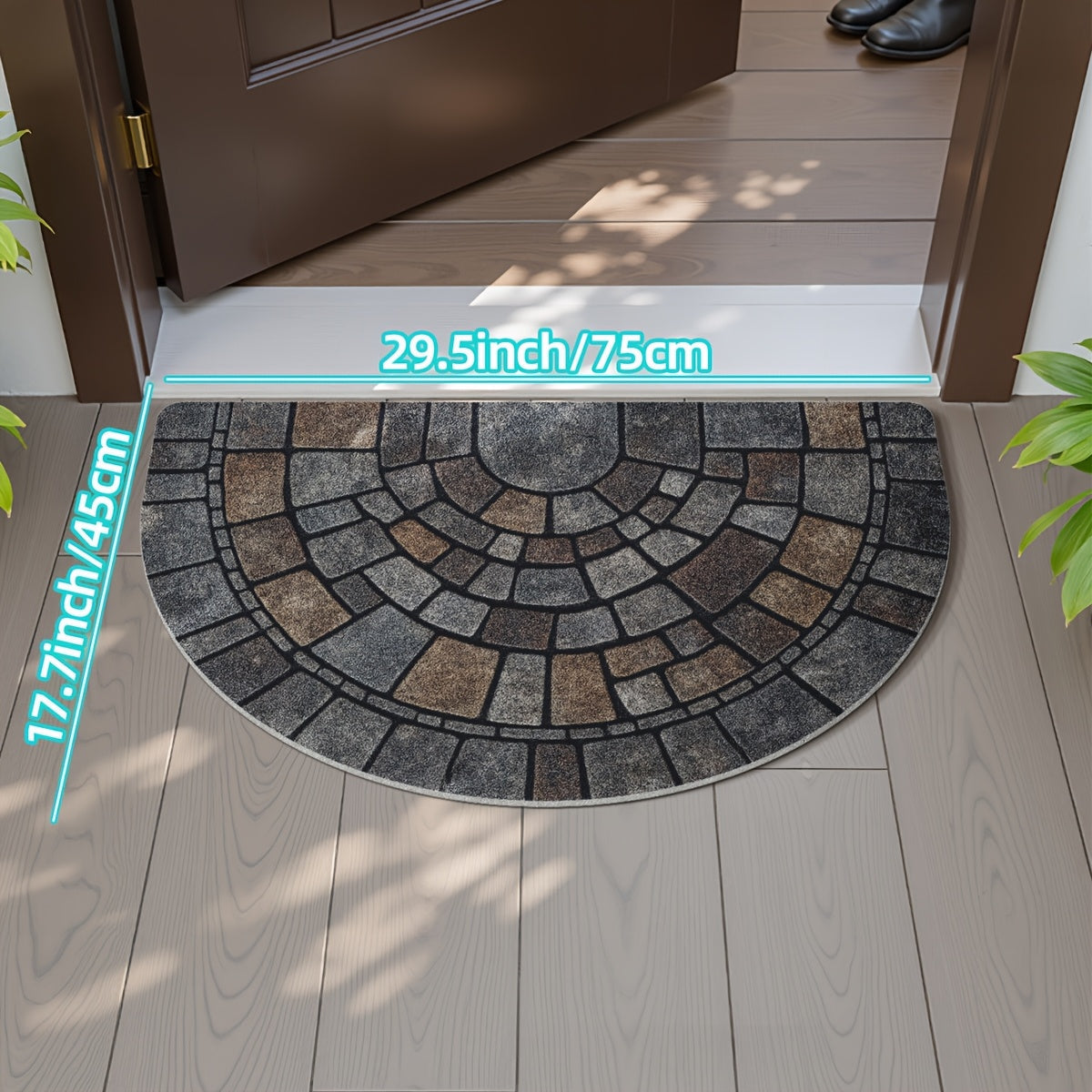 Half-Circle Mosaic Door Mat | Indoor & Outdoor Use 0