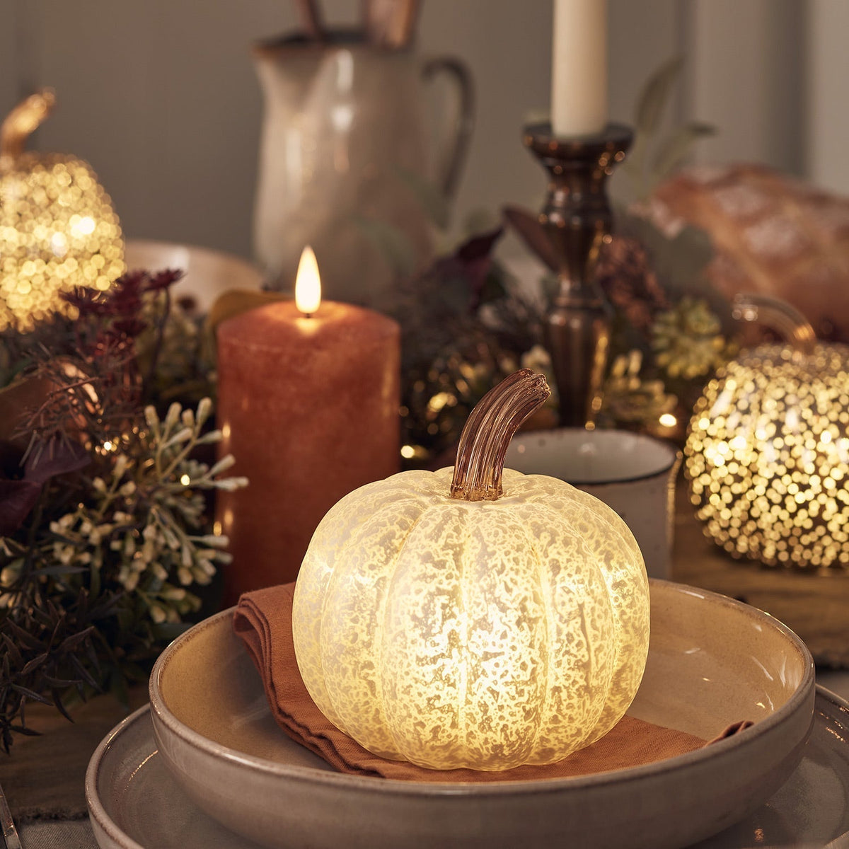 Halloween Decoraties Glas LED Pompoenlicht 3
