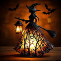 Halloween Decoratieve Lantaarn 30cm Gotisch LED Lamp Zwart Oranje Heksenlamp voor Feest Veranda Tafel Decoratie Mystieke Sfeer | Sansoti 0