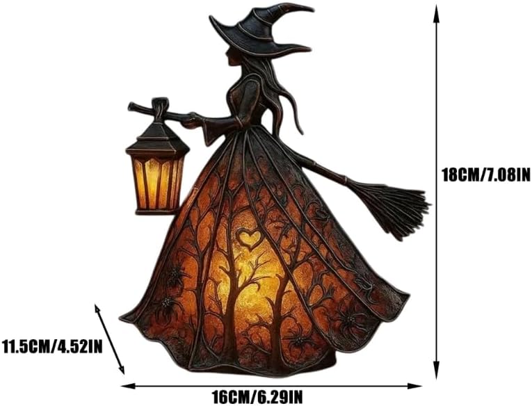 Halloween Decoratieve Lantaarn 30cm Gotisch LED Lamp Zwart Oranje Heksenlamp voor Feest Veranda Tafel Decoratie Mystieke Sfeer | Sansoti 7