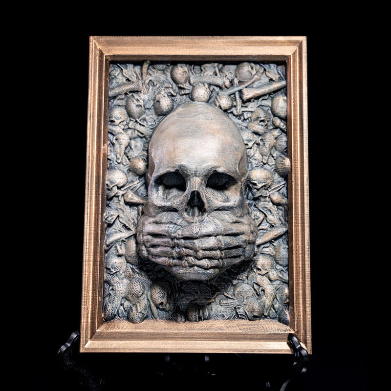 Halloween Schedel Fotolijst Hanger | Zie Geen Kwaad, Hoor Geen Kwaad, Spreek Geen Kwaad Halloween Decoratie 0
