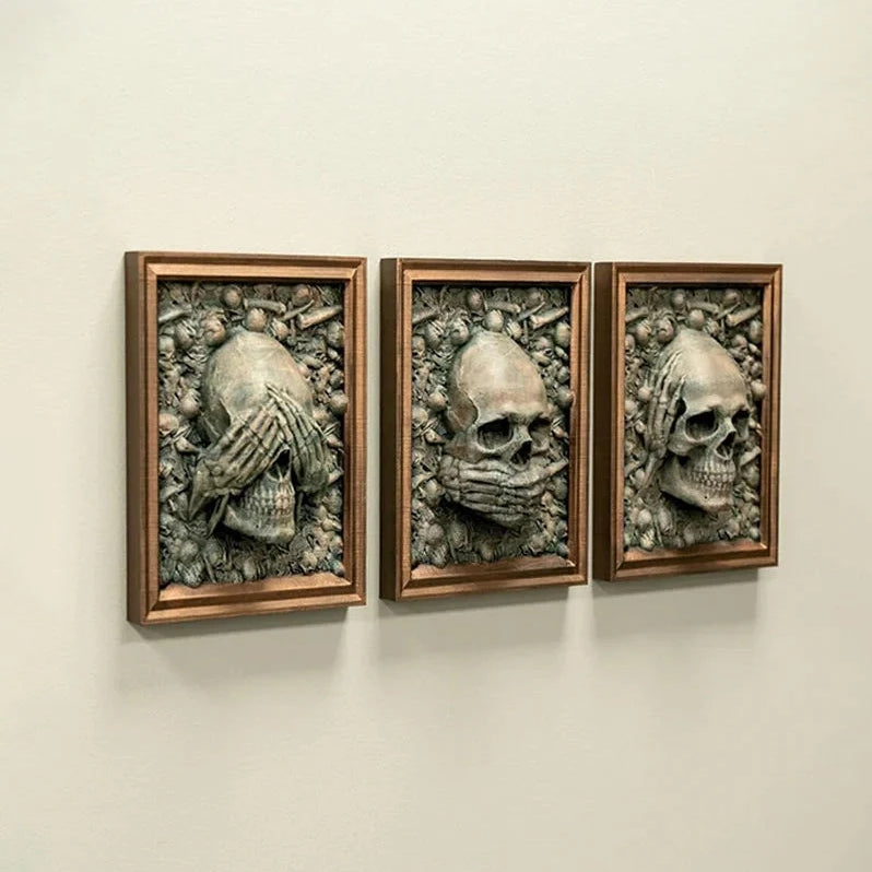 Halloween Schedel Fotolijst Hanger | Zie Geen Kwaad, Hoor Geen Kwaad, Spreek Geen Kwaad Halloween Decoratie 7