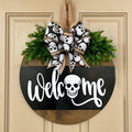 Halloween Spooky Skull Deurkrans | Rustieke Welkom Bord 0