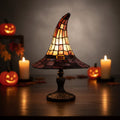 Halloween Tiffany Witch Hat Stained Glass Table Lamp with Metal Base 0