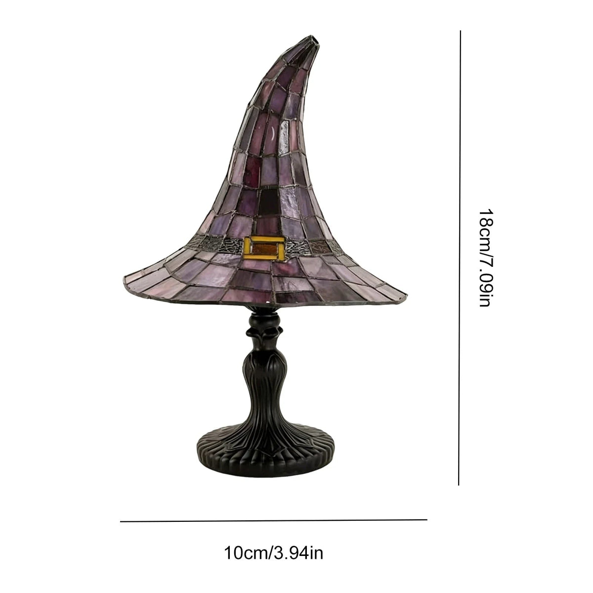 Halloween Witch Hat Table Lamp with Stained Glass Panels for Bedroom Bedside Decoration 0