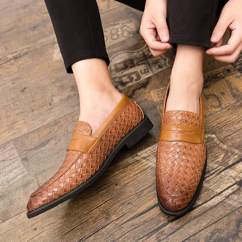 Handcrafted Black Loafers for Women - Woven Leather, Cushioned Footbed, Almond Toe 6