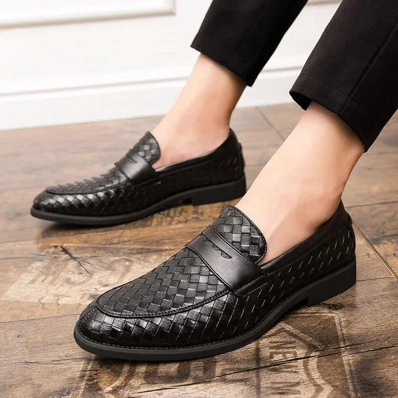 Handcrafted Black Loafers for Women - Woven Leather, Cushioned Footbed, Almond Toe 8