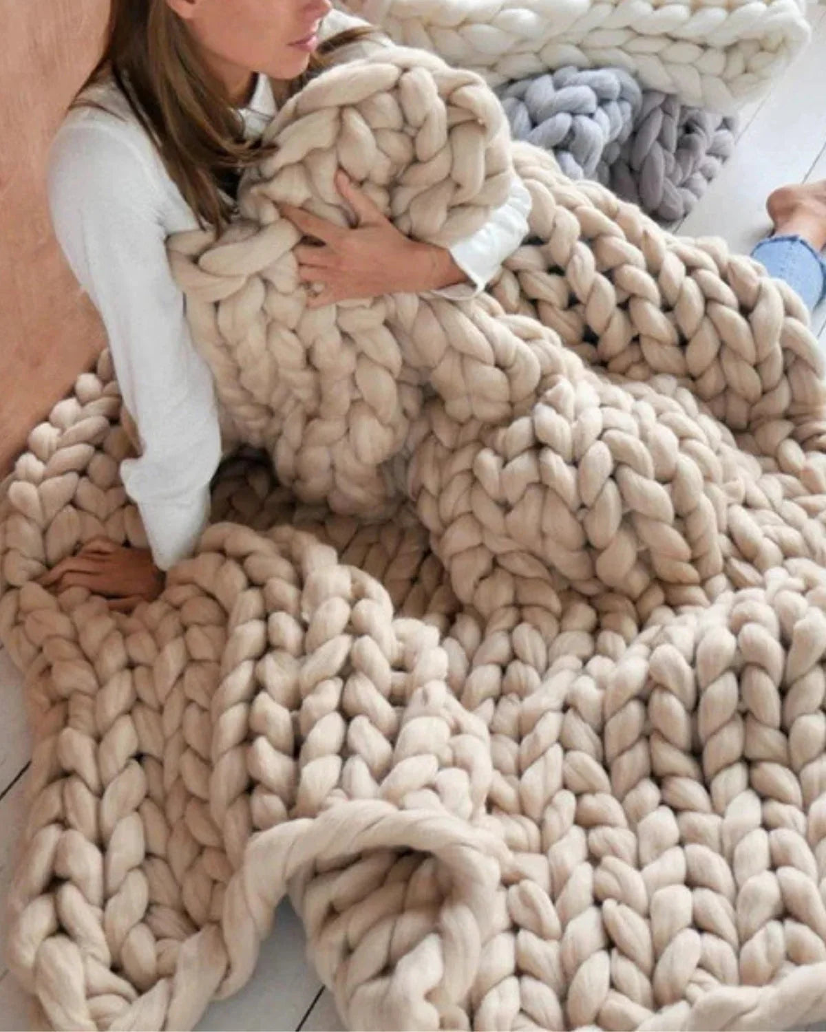 Chunky knit throw blanket