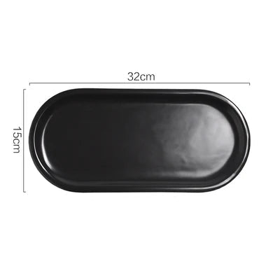 Oval Ceramic Tray with Glossy Marble-Effect Finish for Stylish Everyday Storage Use