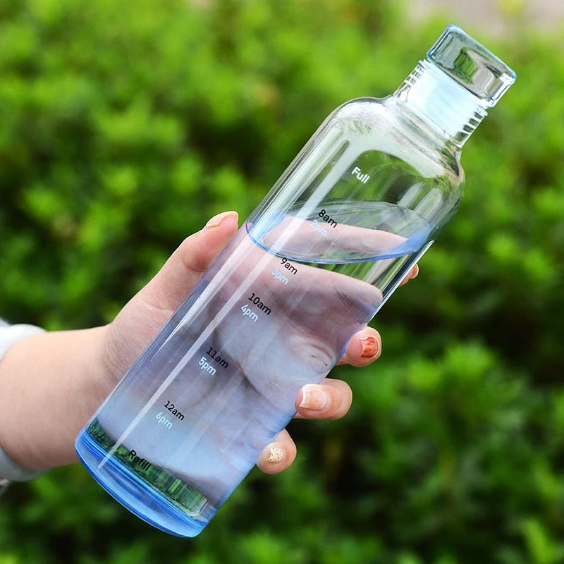 Heat-Resistant Glass Water Bottle – Time Scale Design 0