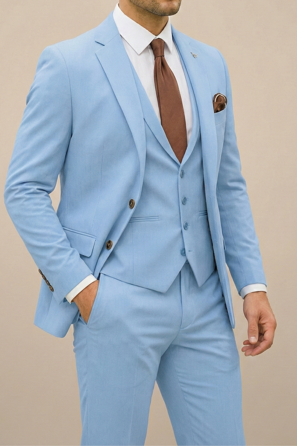 Heren Driedelig Slim Fit Pak voor Bruiloften met Blazer en Gilet 2