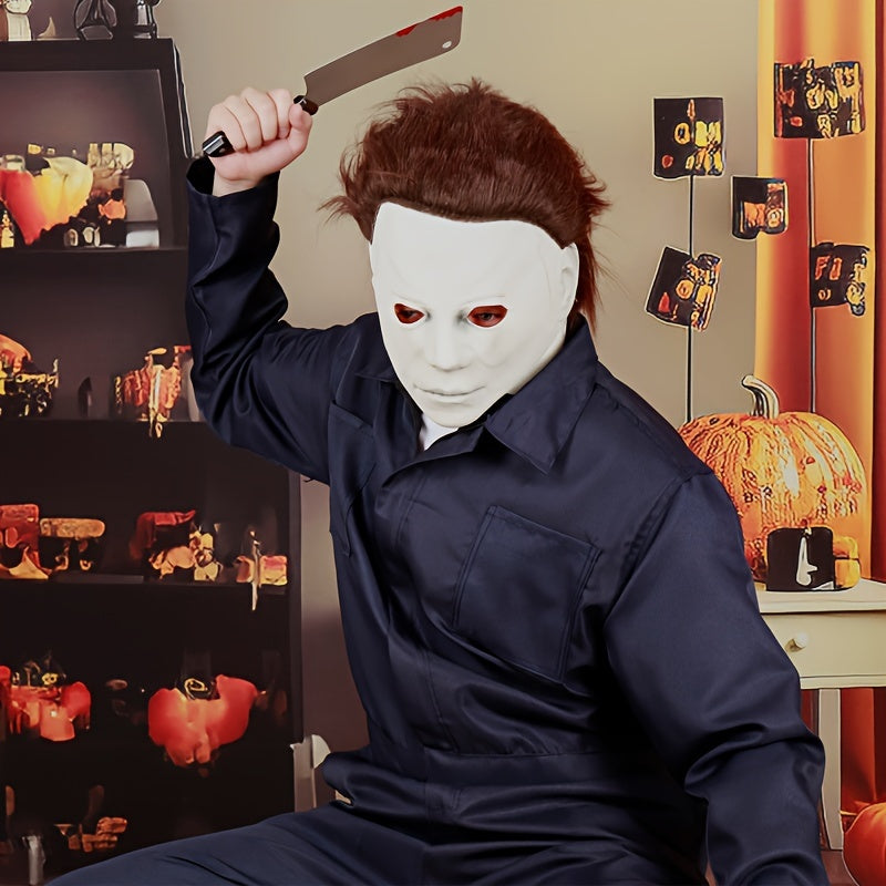 Heren Halloween Kostuum Jumpsuit met Lange Mouwen | Horror Masker 4