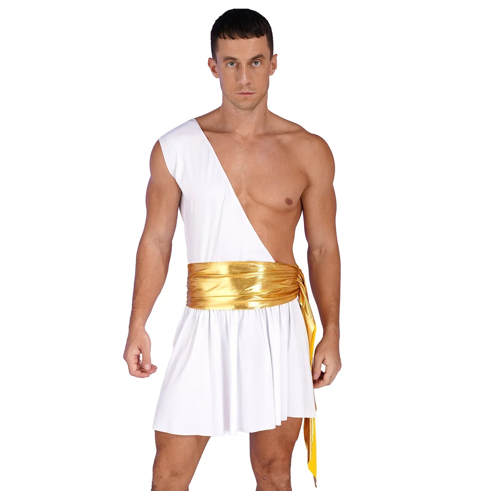 Heren Kostuum Griekse God met Eén Schouderriem en Rok voor Halloween 10