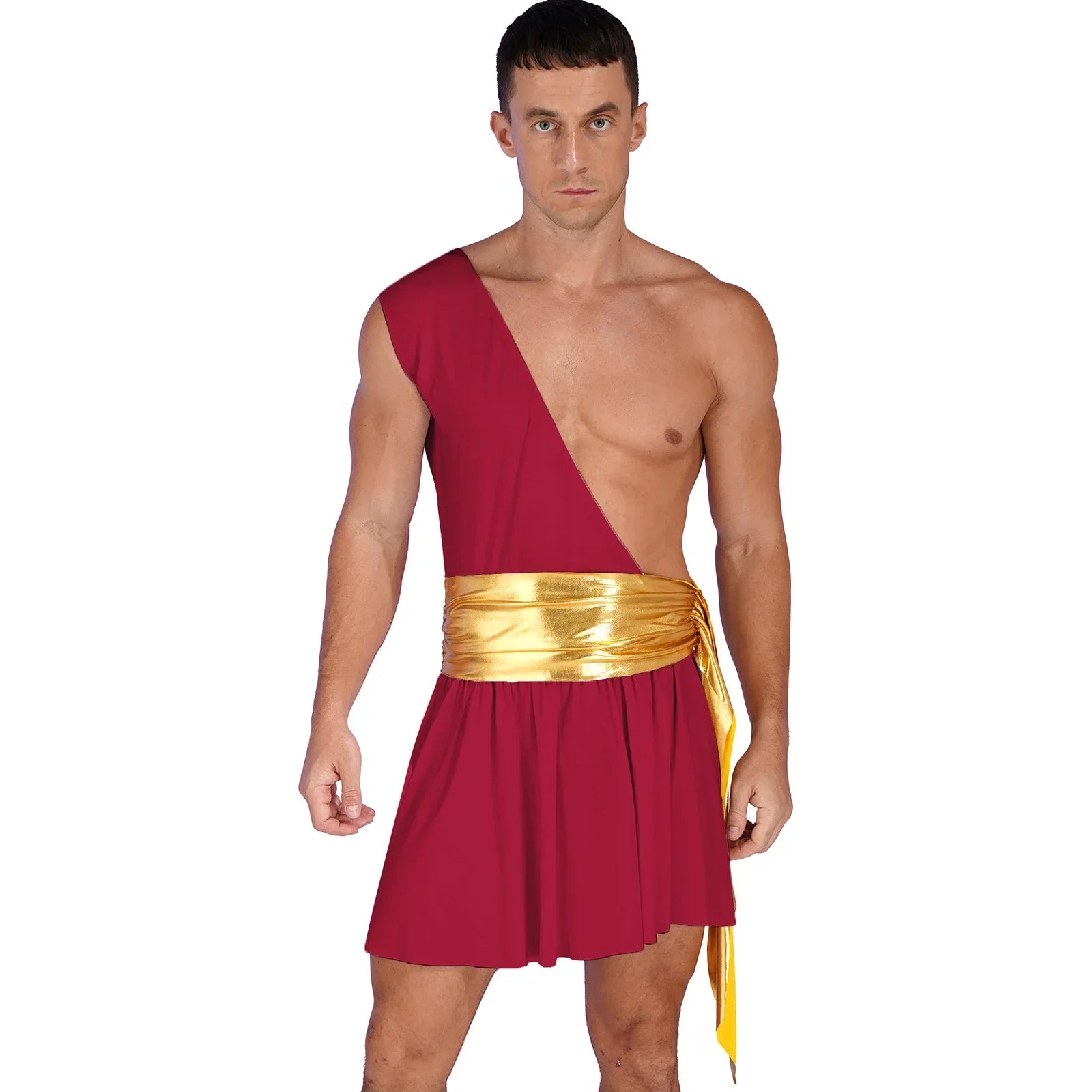 Heren Kostuum Griekse God met Eén Schouderriem en Rok voor Halloween 13
