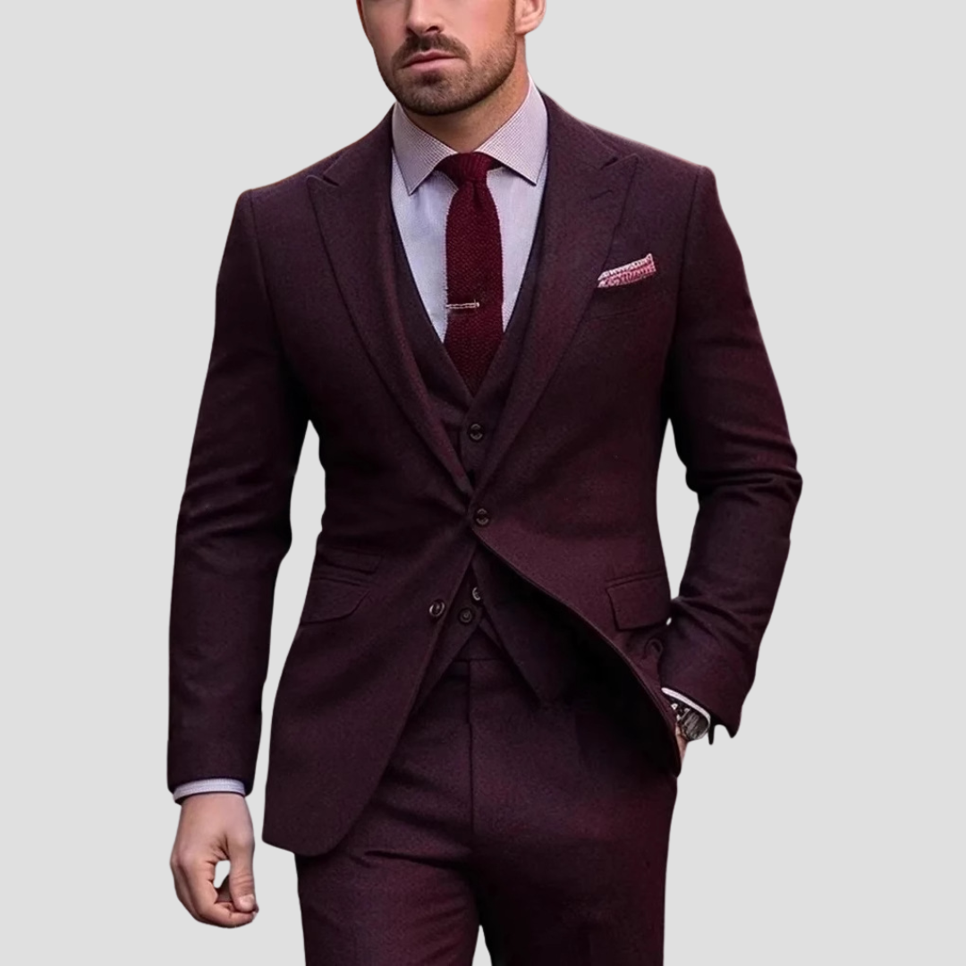 Herenpak Driekleurig Slim Fit Met Blazer, Gilet En Broek Voor Bruiloften 2