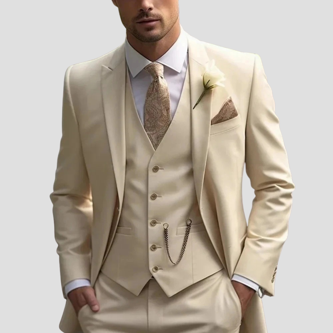 Herenpak Driekleurig Slim Fit Met Blazer, Gilet En Broek Voor Bruiloften 3
