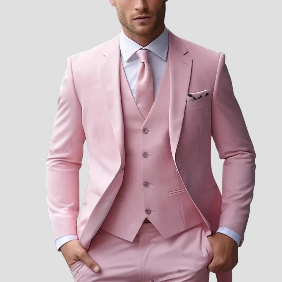 Herenpak Driekleurig Slim Fit Met Blazer, Gilet En Broek Voor Bruiloften 5