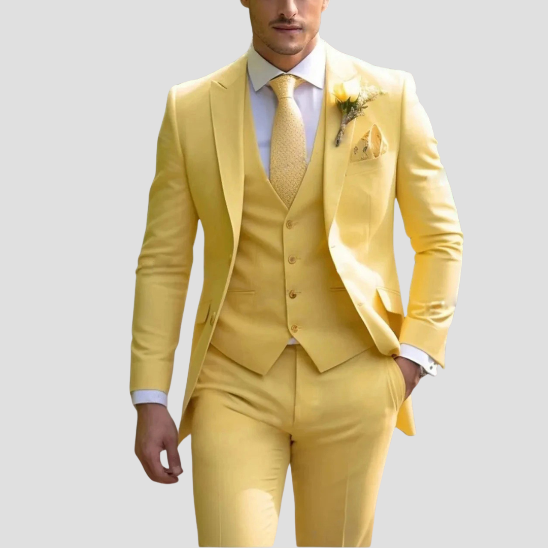 Herenpak Driekleurig Slim Fit Met Blazer, Gilet En Broek Voor Bruiloften 6