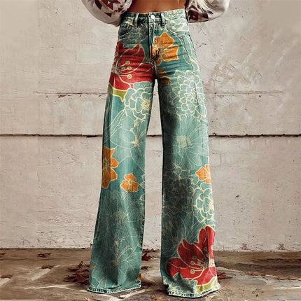 High-Waisted Flared Wide Leg Jeans for Women, Comfortable Cotton Blend Denim 3
