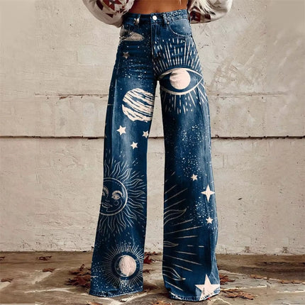 High-Waisted Flared Wide Leg Jeans for Women, Comfortable Cotton Blend Denim 4