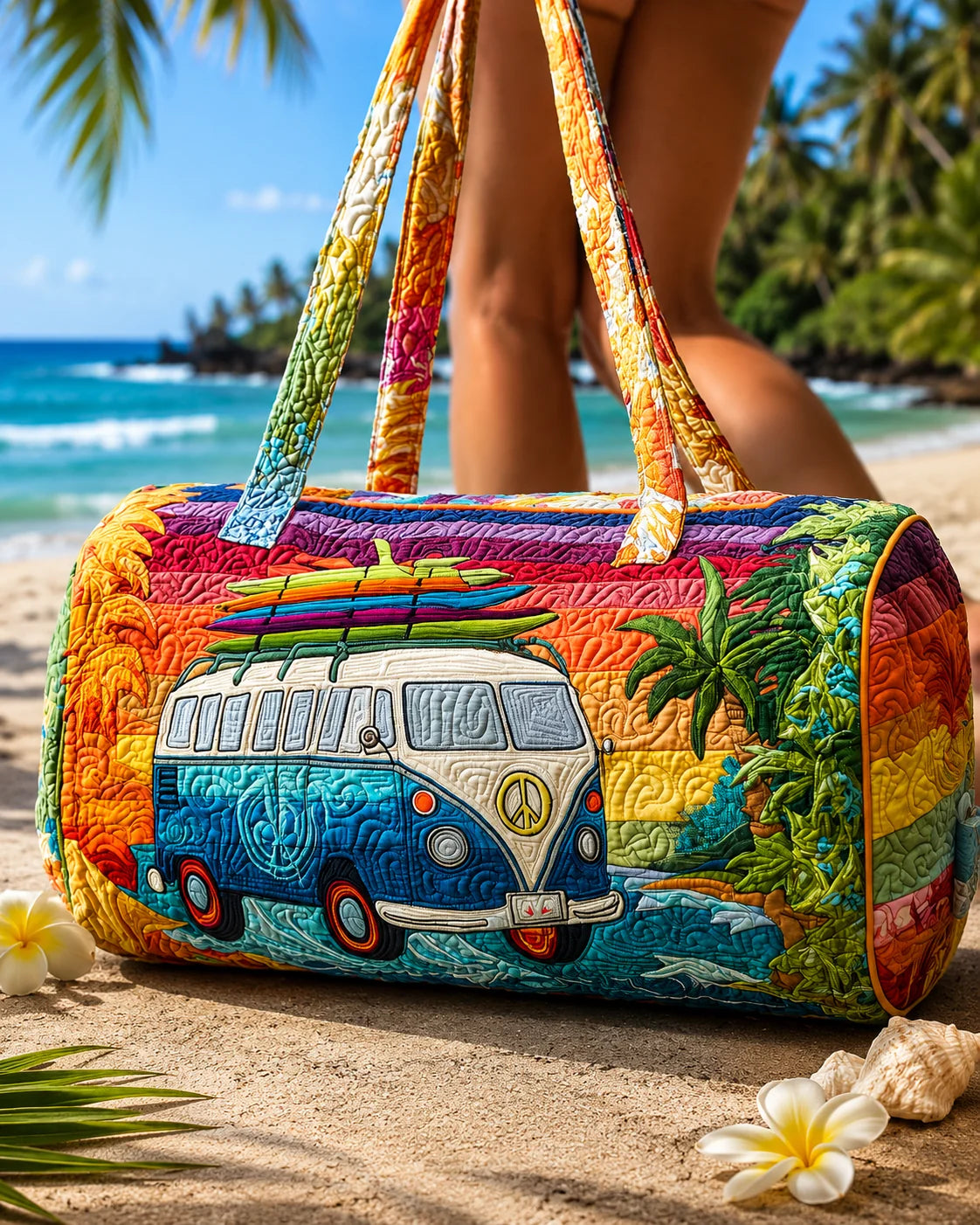 Hippie Van Quilted Duffle Bag 10