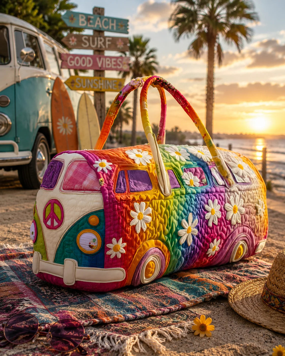 Hippie Van Quilted Duffle Bag 17