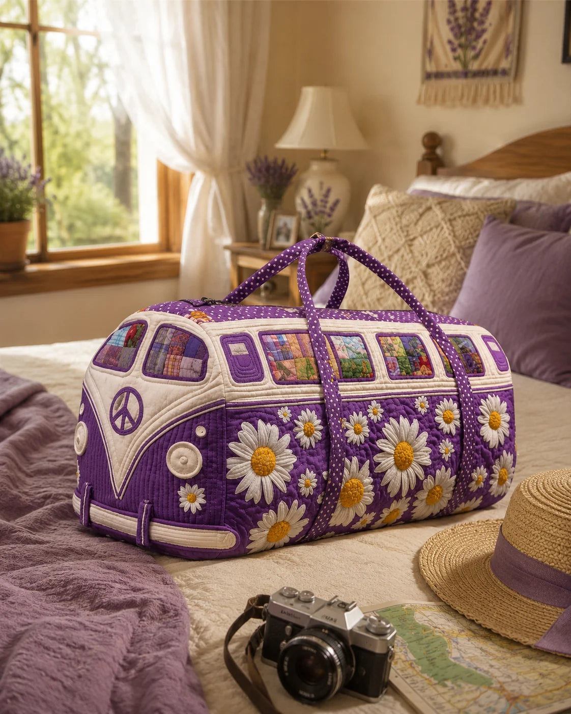 Hippie Van Quilted Duffle Bag 34