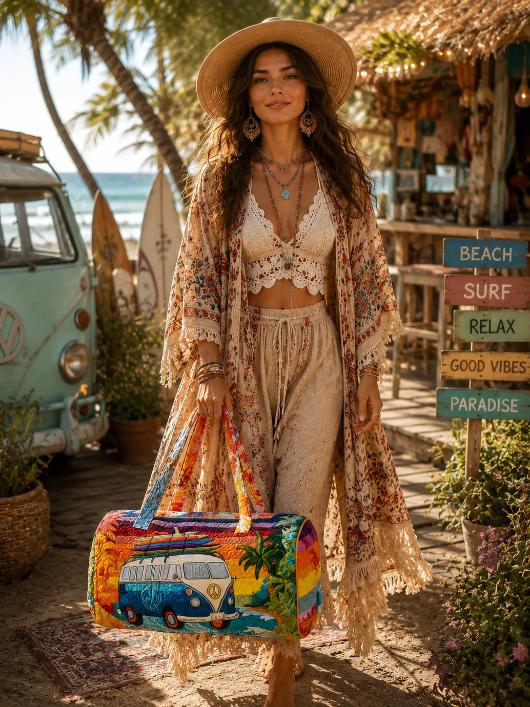 Hippie Van Quilted Duffle Bag 5