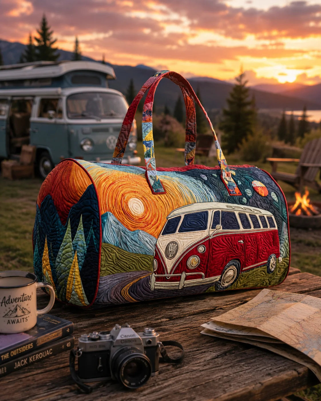 Hippie Van Quilted Duffle Bag 7