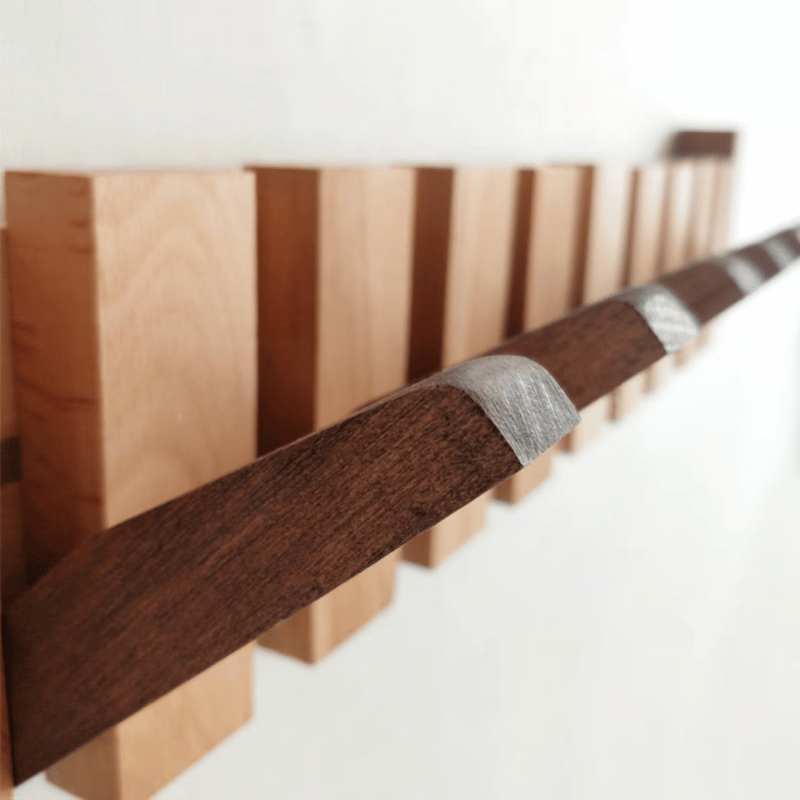 Houten Piano Wandkapstok – Massief Hout met Intrekbare Haken 8