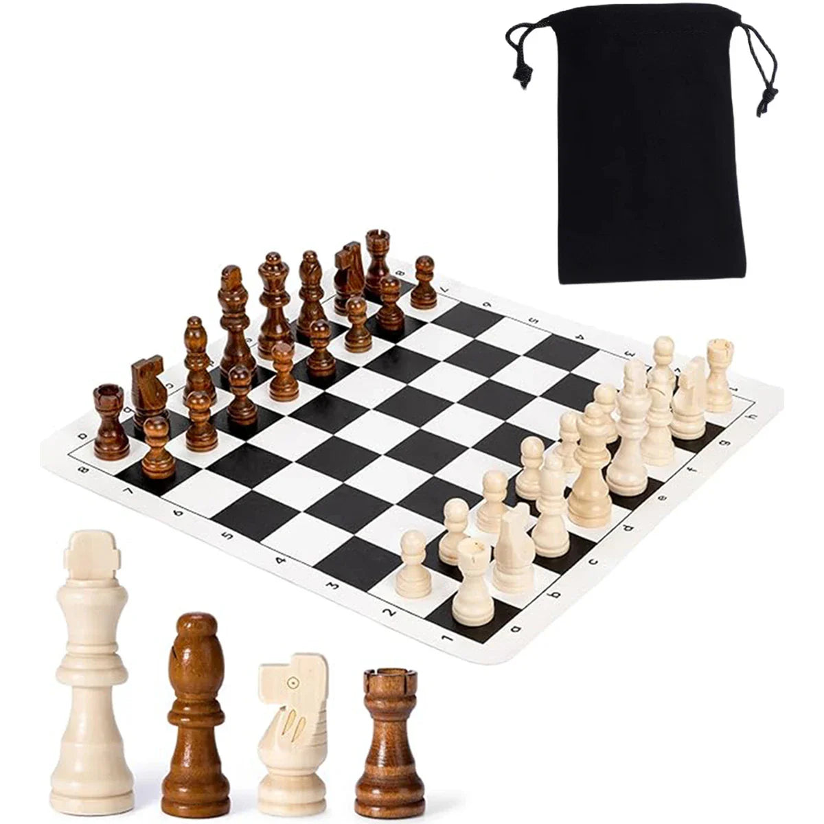 Wooden Chess Pieces Set – 32-Piece Classic Solid Wood Collection for All Skill Levels