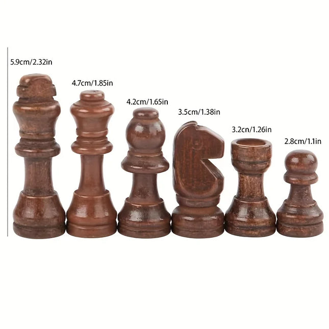 Wooden Chess Pieces Set – 32-Piece Classic Solid Wood Collection for All Skill Levels