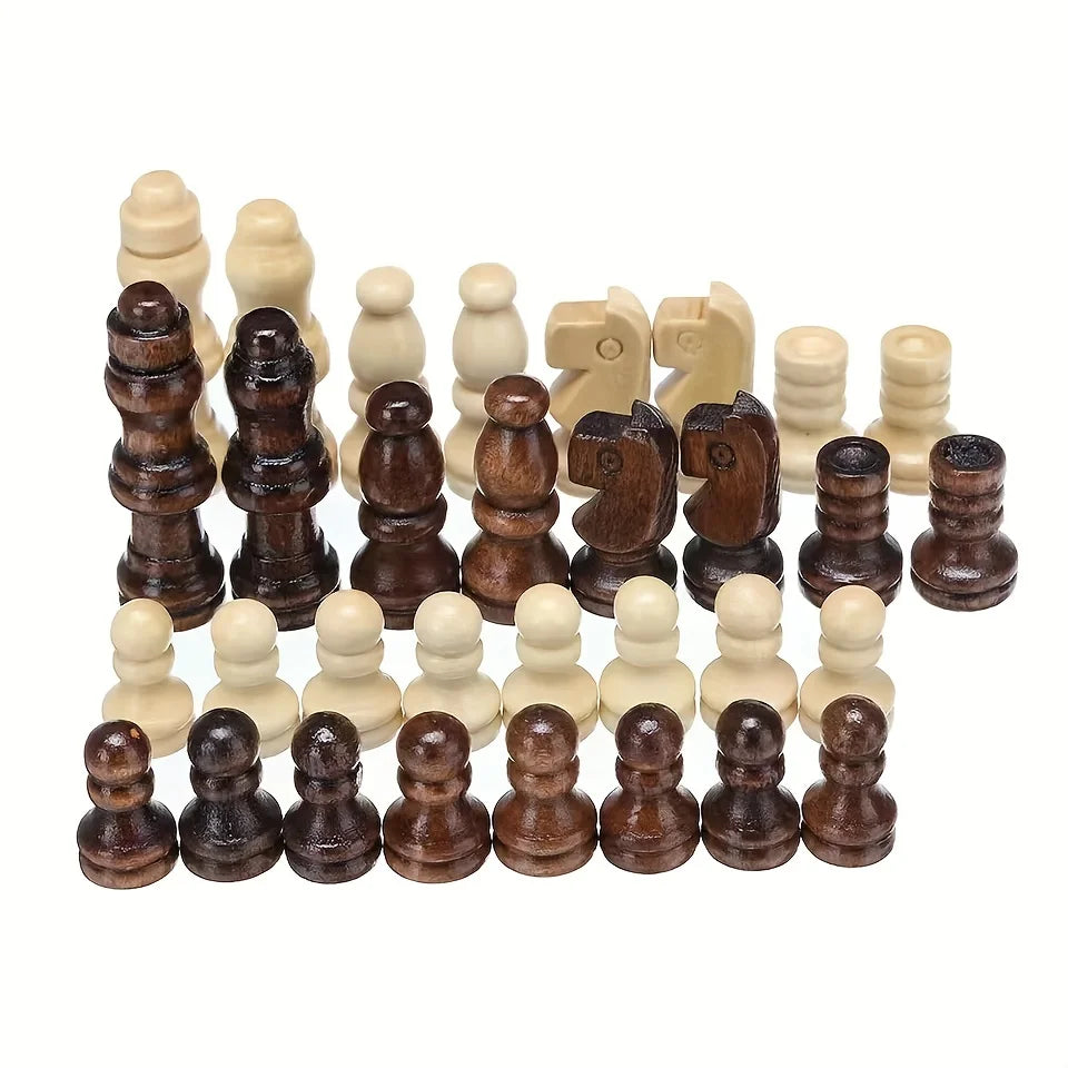 Wooden Chess Pieces Set – 32-Piece Classic Solid Wood Collection for All Skill Levels