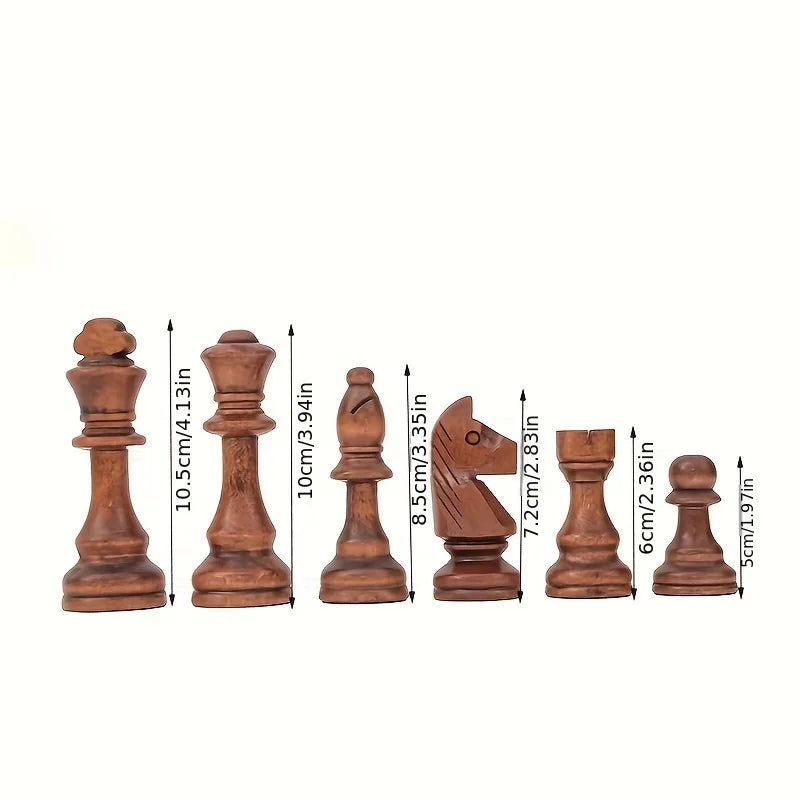 Wooden Chess Pieces Set – 32-Piece Classic Solid Wood Collection for All Skill Levels