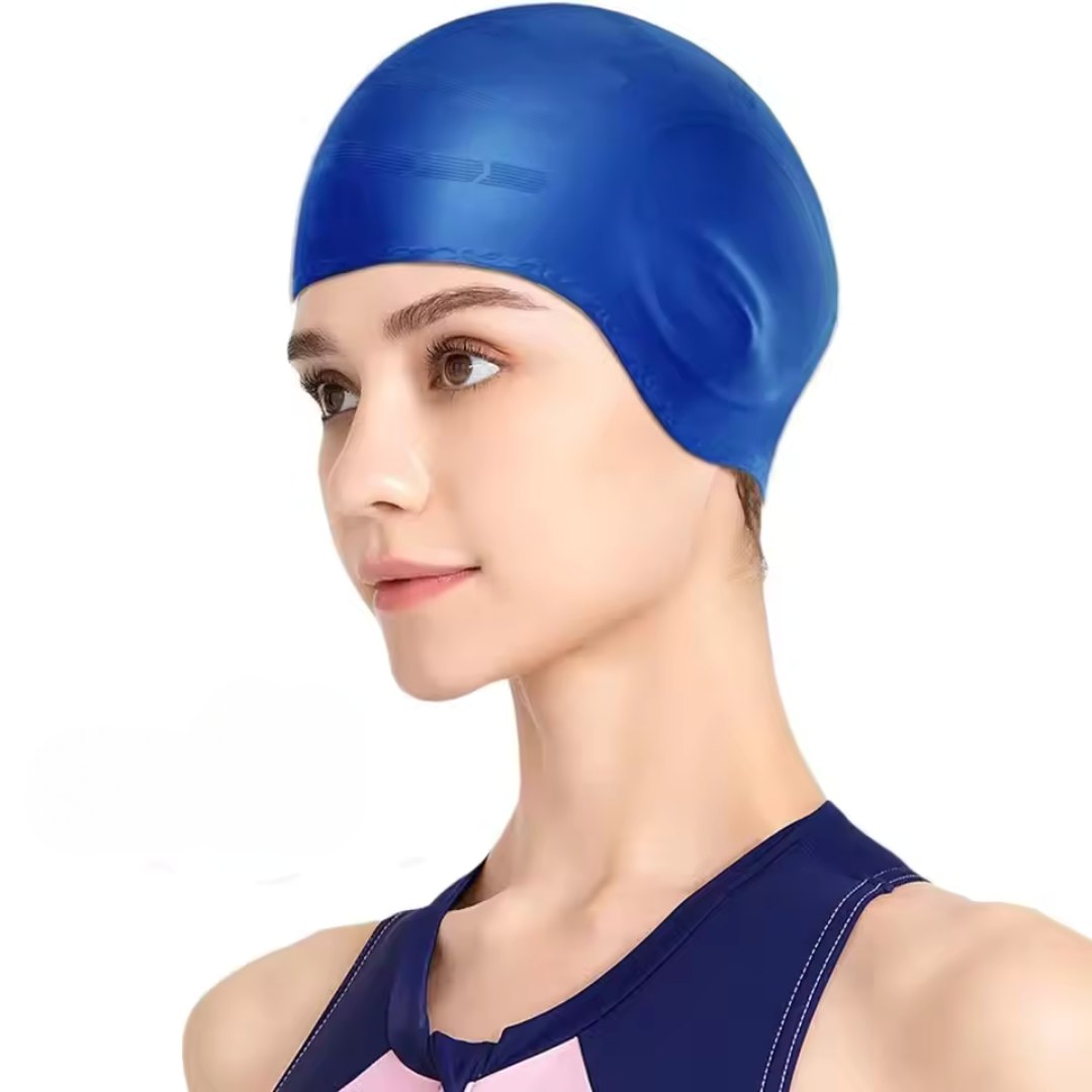 HydroFit Silicone Swim Cap with Ear Protection and Stretch Fit for Long Hair 3