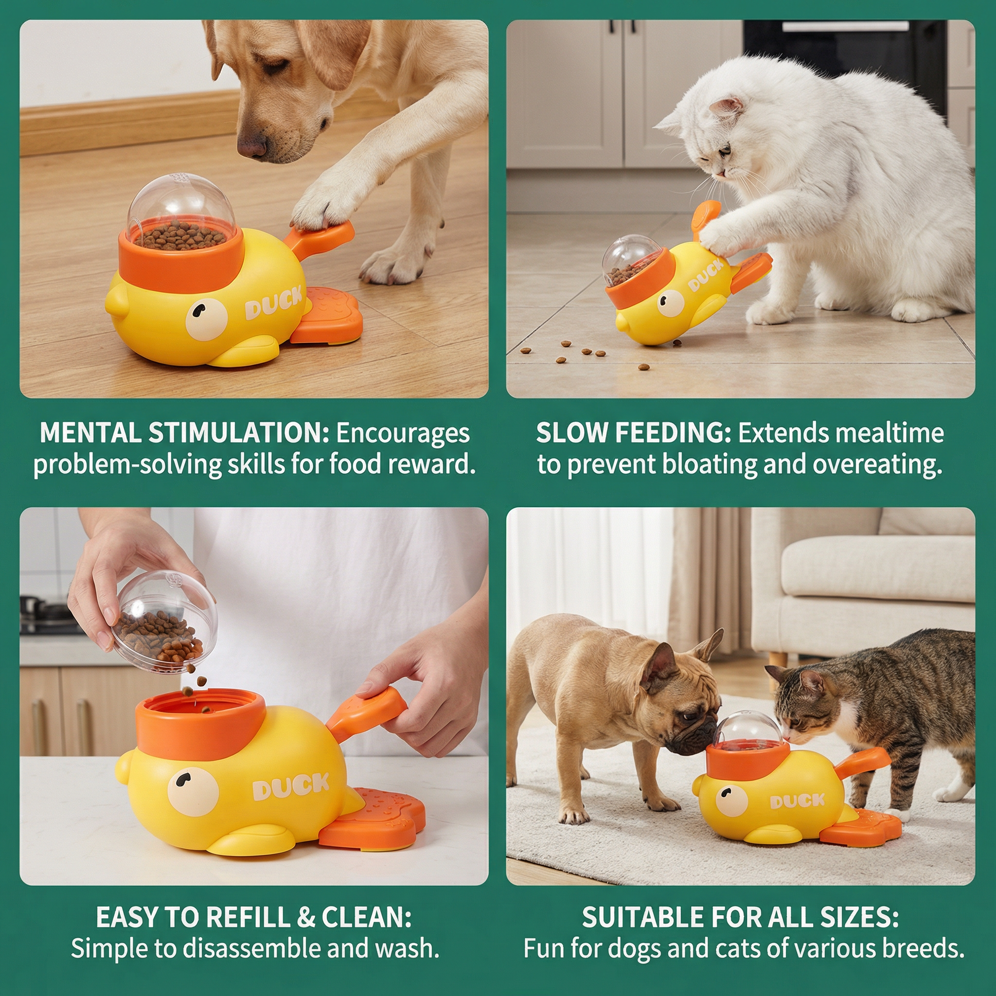 Interactive Pet Puzzle Feeder – Slow Feeding Duck Toy for Dogs & Cats 3