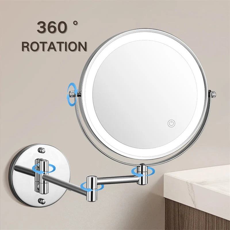 Kalsten | Rechargeable wall-mounted shaving mirror | 360° rotation. 1X/10X magnification and adjustable LED lighting for use in the bathroom 3