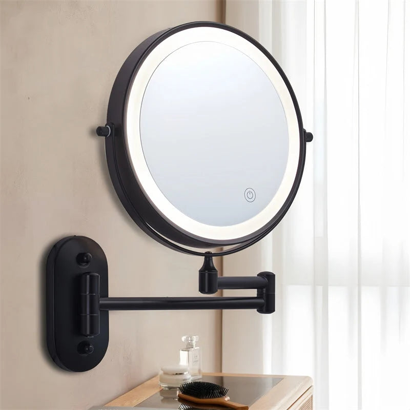 Kalsten | Rechargeable wall-mounted shaving mirror | 360° rotation. 1X/10X magnification and adjustable LED lighting for use in the bathroom 4