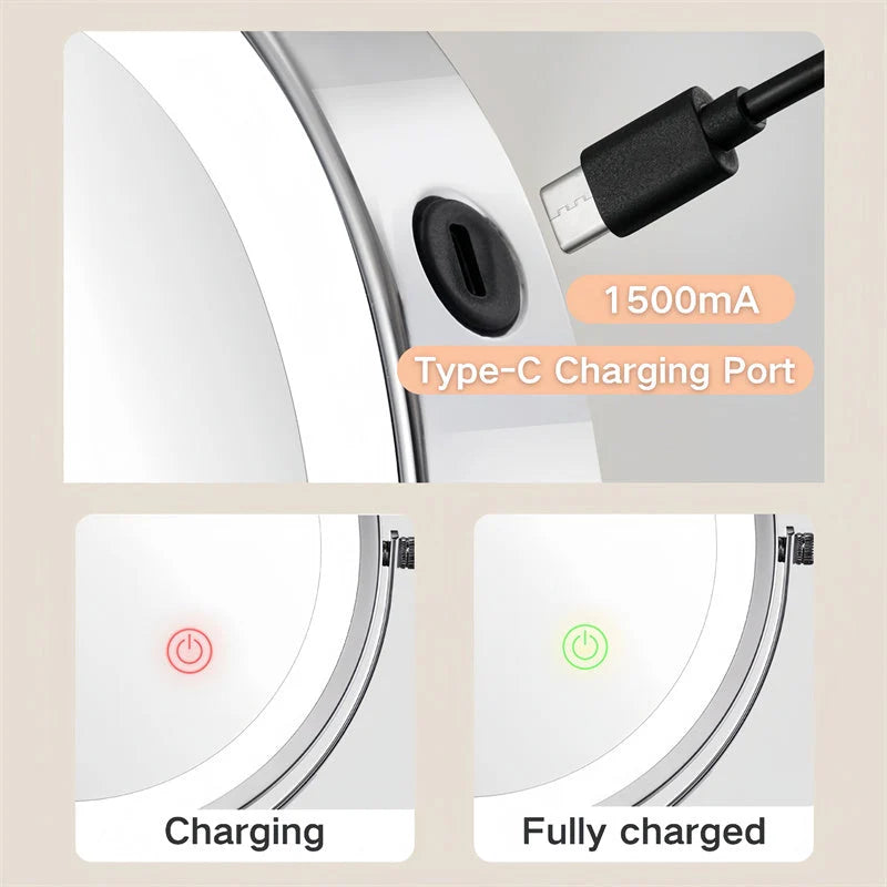 Kalsten | Rechargeable wall-mounted shaving mirror | 360° rotation. 1X/10X magnification and adjustable LED lighting for use in the bathroom 5
