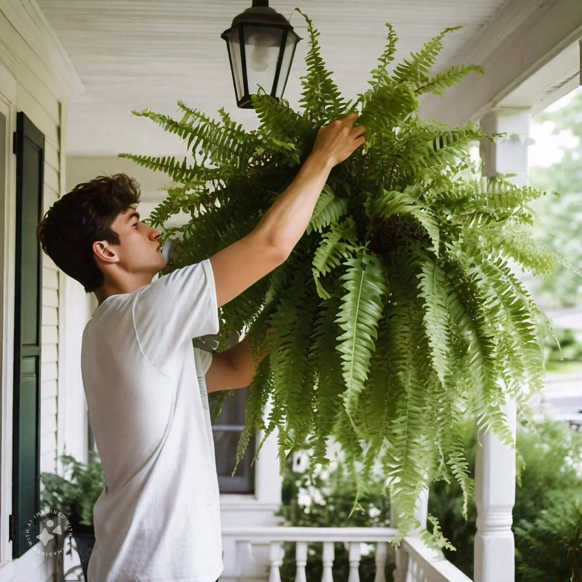 Kalsten | UV Resistant Artificial Boston Fern | Lifelike, Waterproof & Maintenance-Free for Outdoor Décor 0