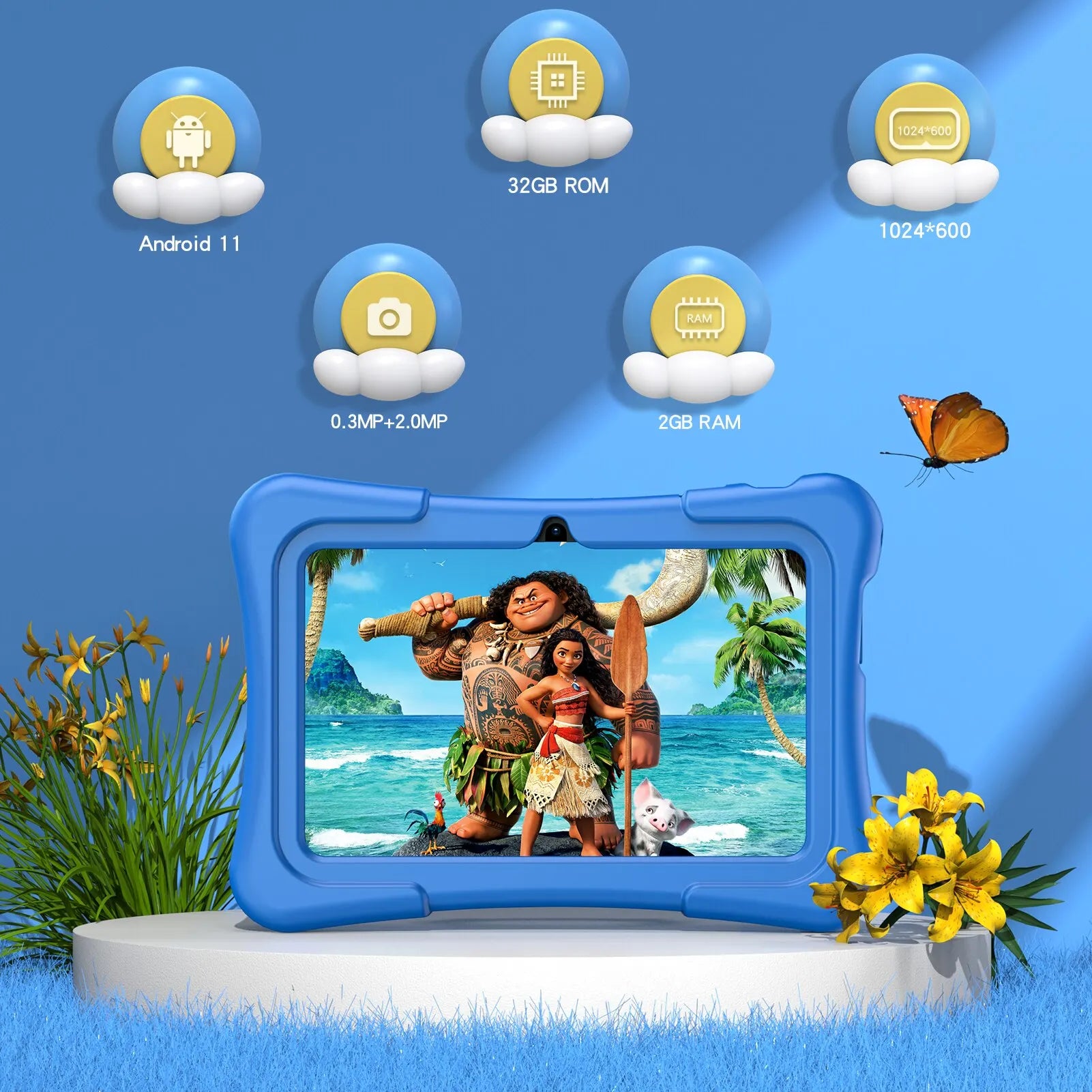 Tablette pour enfants – Écran HD, performance quadricœur et stockage extensible pour apprentissage et créativité