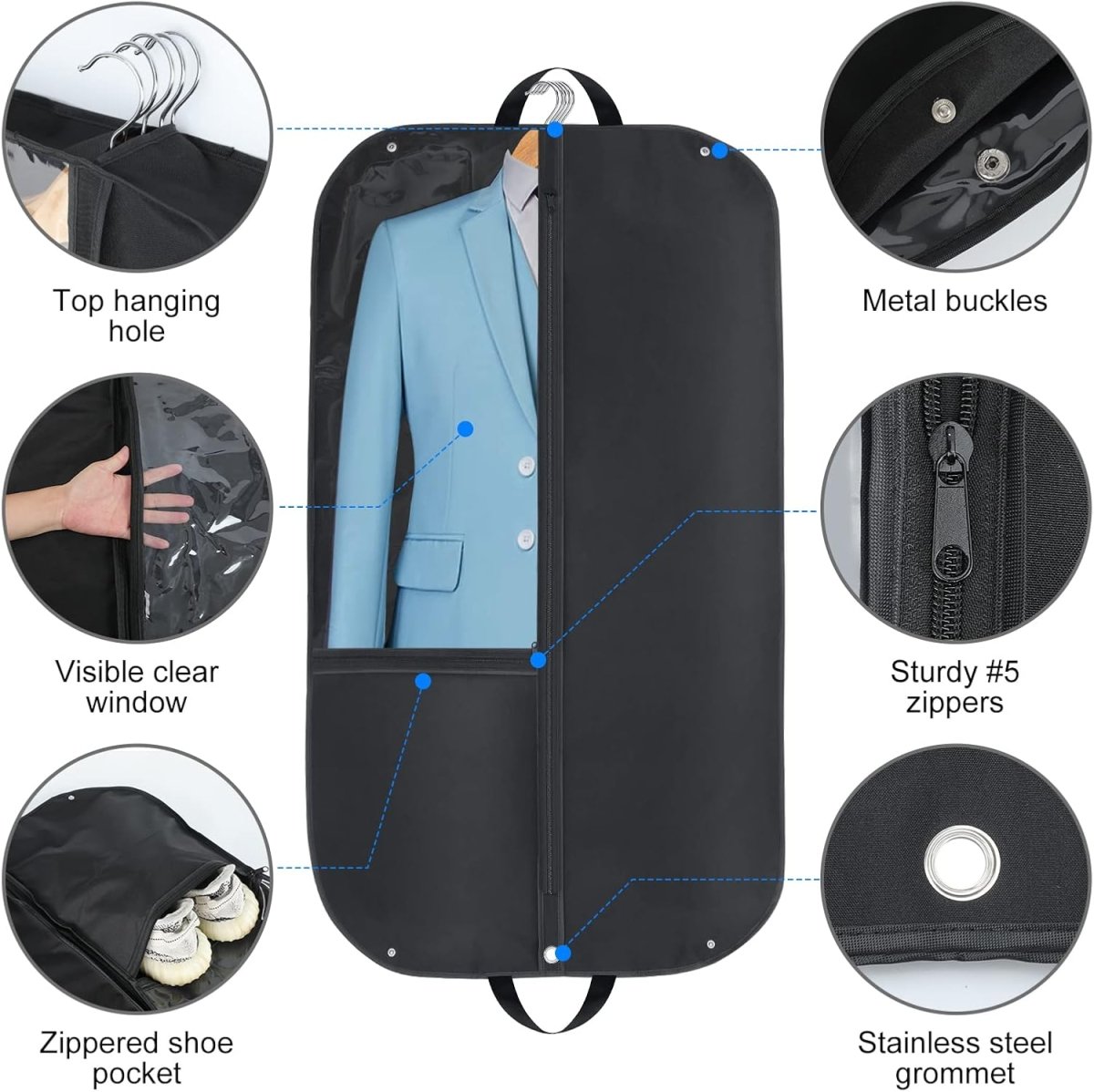 Kledingtas 43 Inch – Waterdicht Oxford & Opvouwbaar met Opbergvakken 3