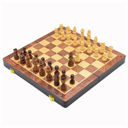 Wooden Chess Set – Foldable Tournament Board with Storage & Detailed Handcrafted Pieces
