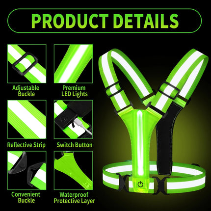 LED Running Vest – Rechargeable High-Visibility Design with Adjustable Lightweight Fit