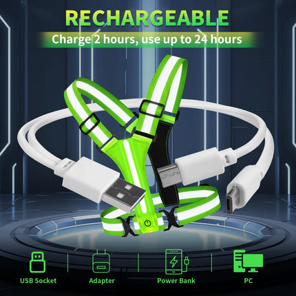 LED Running Vest – Rechargeable High-Visibility Design with Adjustable Lightweight Fit