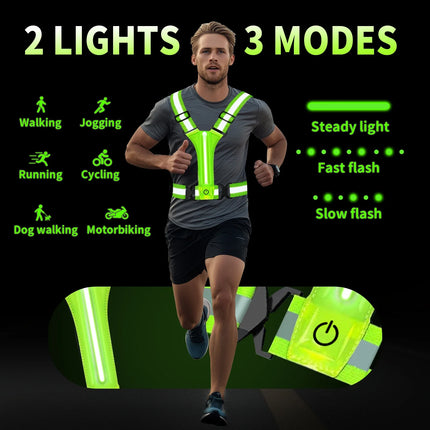 LED Running Vest – Rechargeable High-Visibility Design with Adjustable Lightweight Fit
