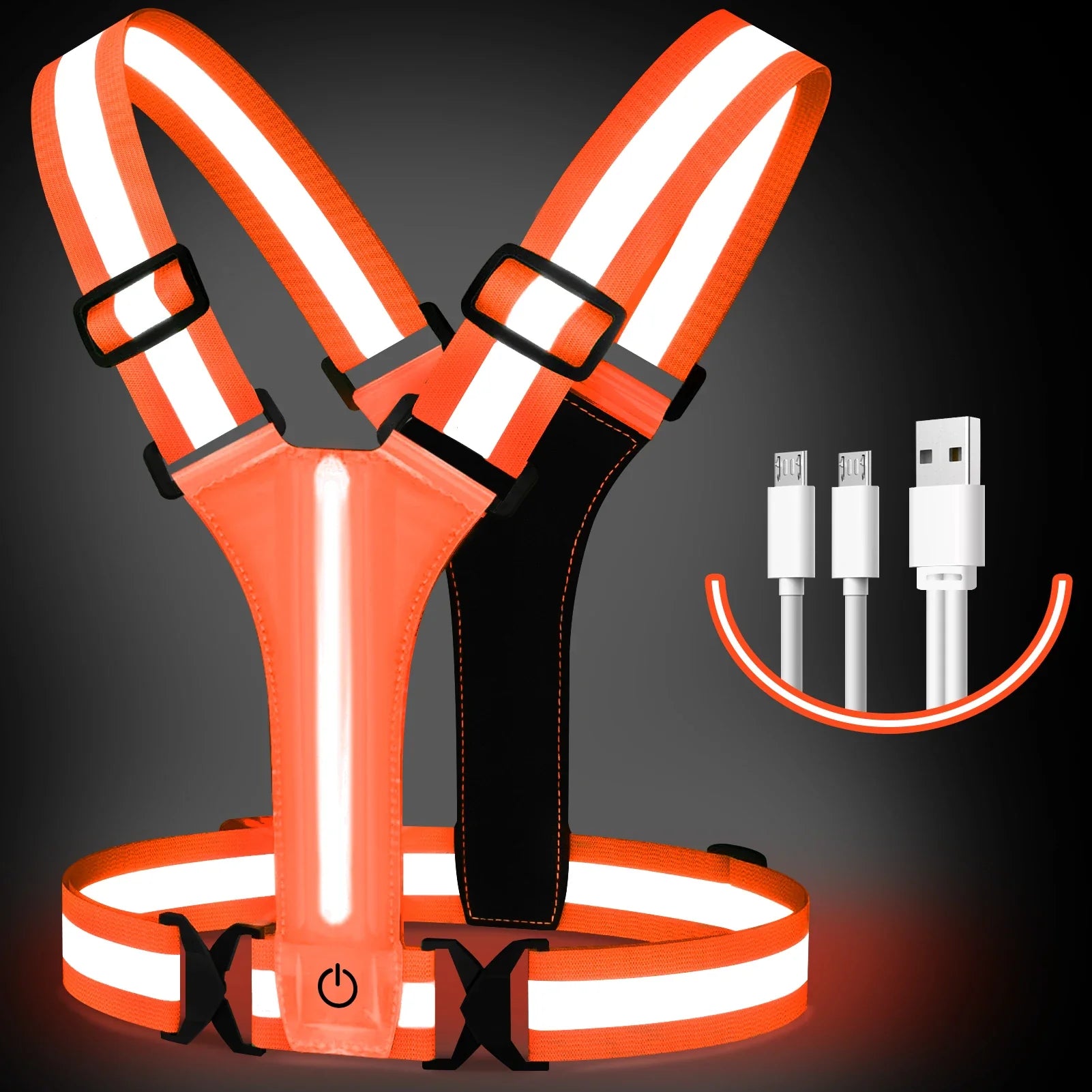 LED Running Vest – Rechargeable High-Visibility Design with Adjustable Lightweight Fit