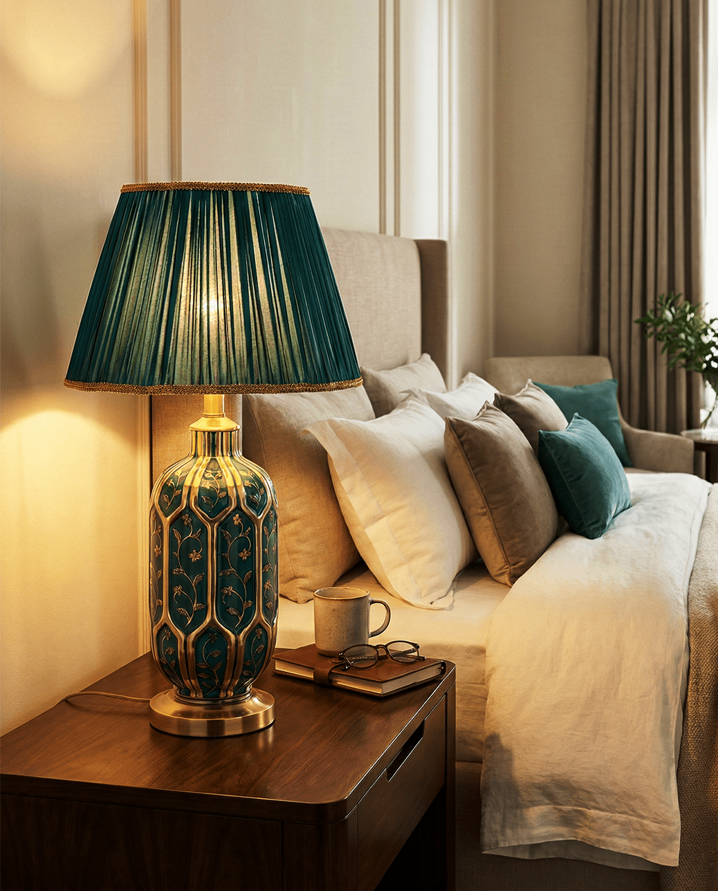 Lampada da Tavolo | Stefano – Ceramica Decorata Verde 1