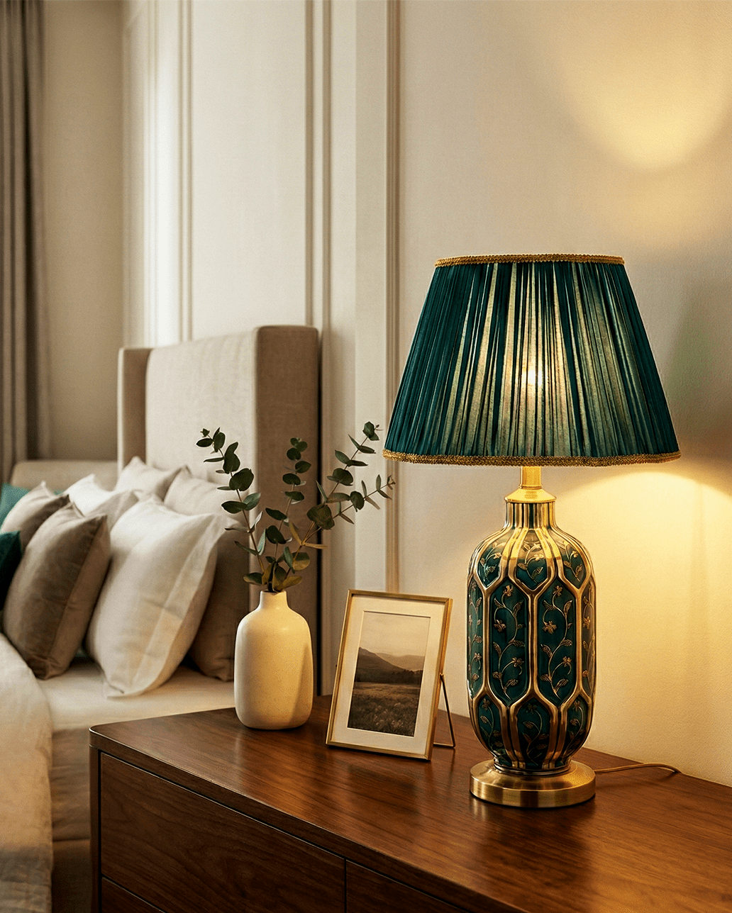 Lampada da Tavolo | Stefano – Ceramica Decorata Verde 4