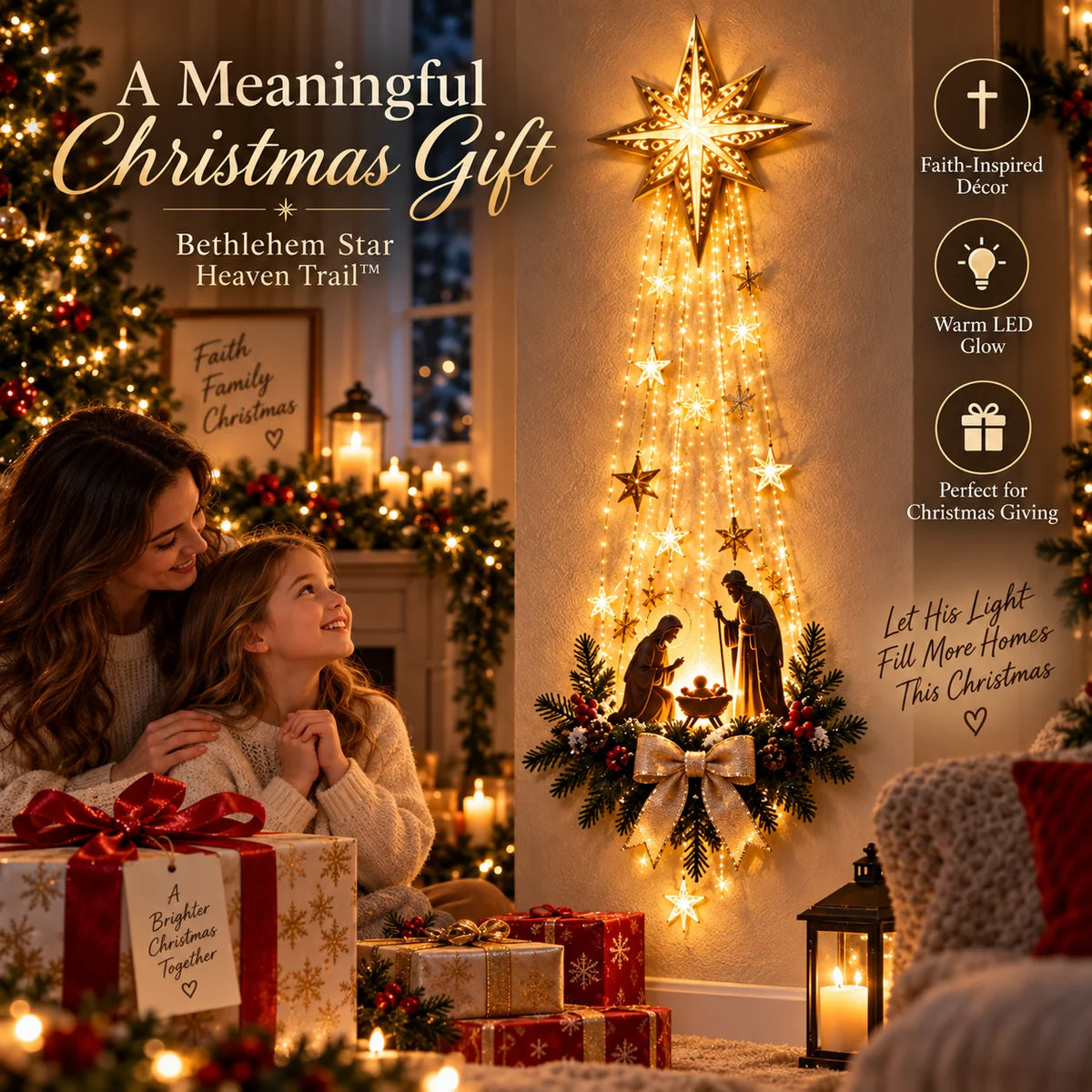 ✨Last Day 90% OFF✨✝️ Bethlehem Star of Faith™ – Lighted Nativity Wall Decor 5